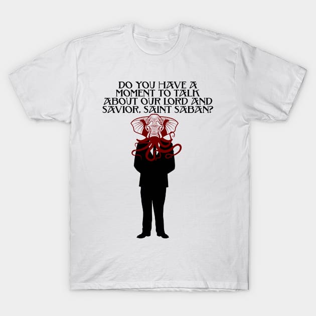 Crimson Missionary Saint Saban T-Shirt by Talesbybob